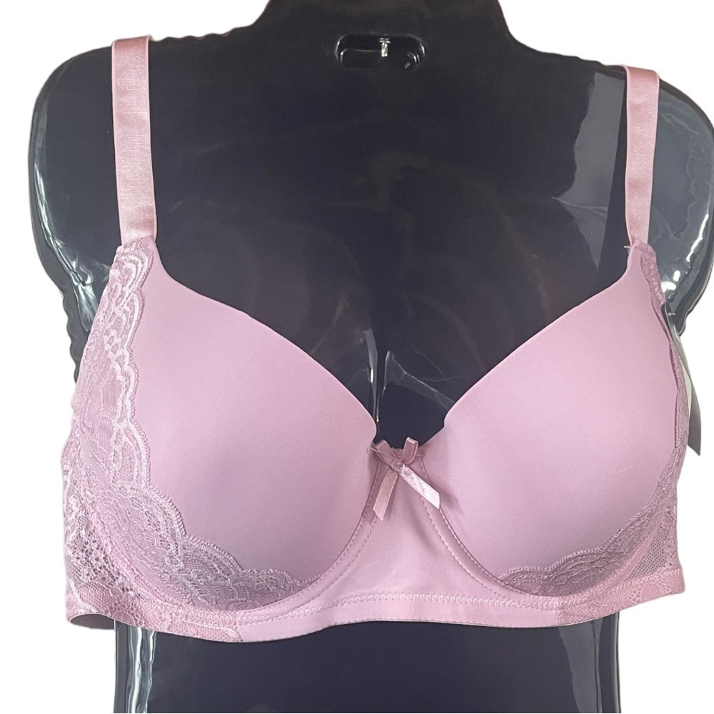 VADALALA Pink/lilac Lace Detail Underwire Padded Bra.